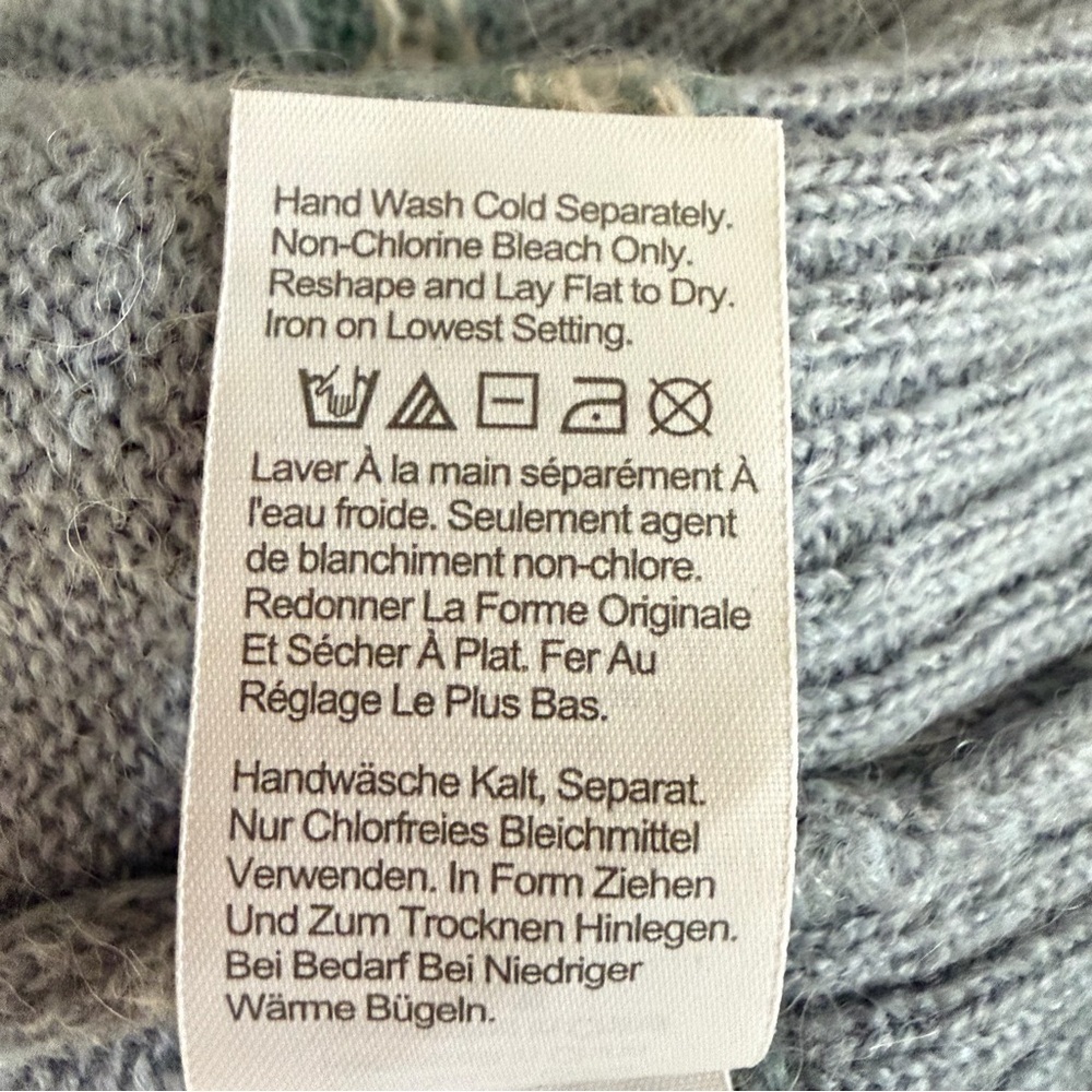 J. Crew fair isle yoke puff sleeve sweater blue 23891 - Picture 7 of 10